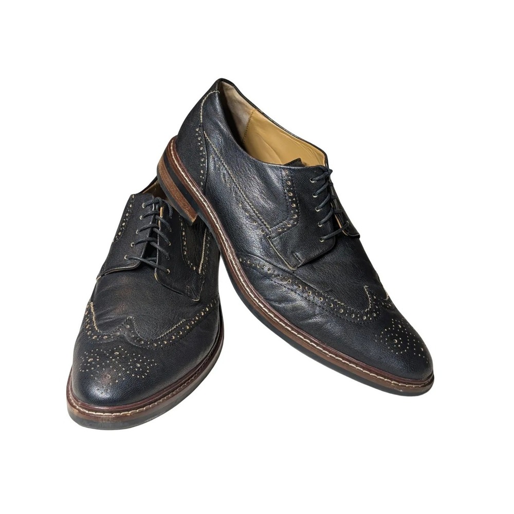 Cole Haan Mens C24112 Black Leather Wingtip Dress Shoes Sz 11M EUC